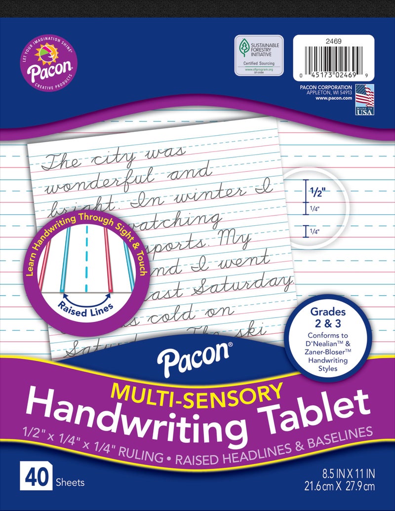 PAPER TABLET PACON MULTISENSORY 8.5X11 IN 40 SHTS